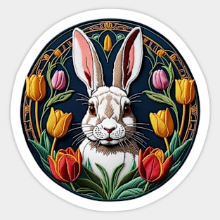 Easter Bunny Tulips Sticker